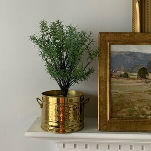 Brass planter home decor‎ gold metal with handles shelves coffee table vintage